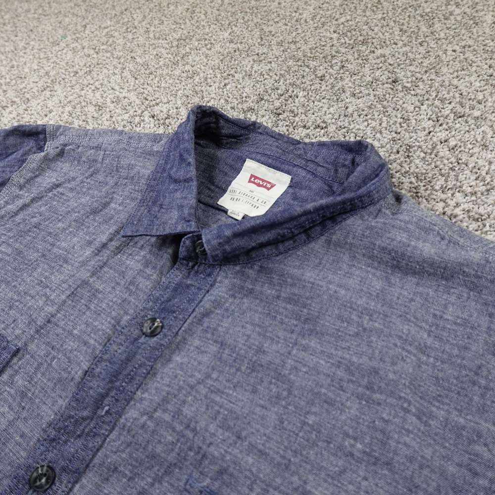 Levis Shirt Mens 2XL Blue‎ Chambray Denim Button Up Long Sleeve Work Western